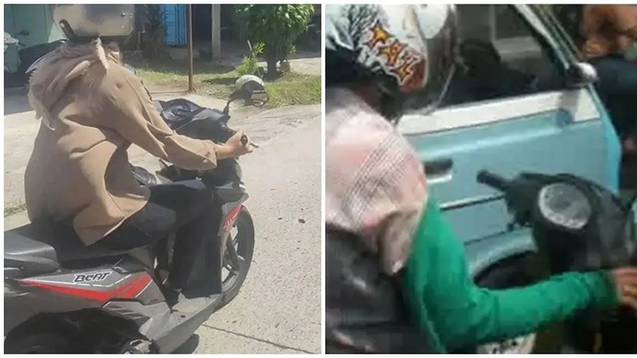 6 Potret Aksi Cewek Hindari Panas ketika Naik Motor Ini Kocak, Relate Banget
