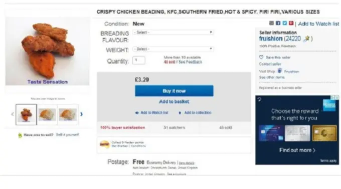 Beredar resep rahasia ayam goreng hot and spicy milik restoran cepat saji KFC di eBay. (screenshot eBay)
