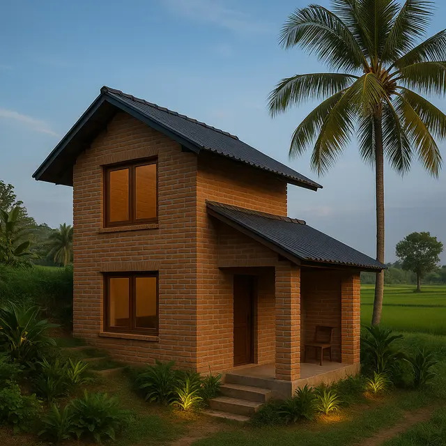 Rumah 6x9 Meter Sederhana di Desa dengan Dinding Ekspos