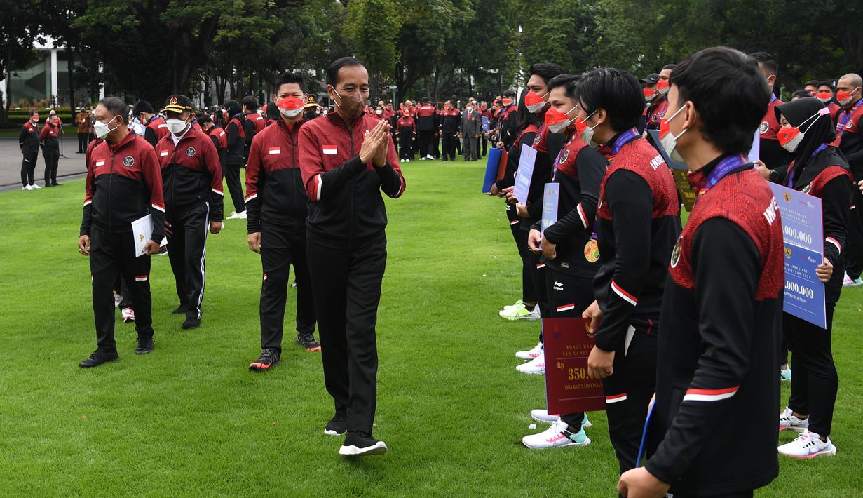 Presiden Jokowi mengaku bangga karena 82 persen atlet Indonesia yang dikirim ke SEA Games 2021 berhasil meraih medali baik emas, perak, dan perunggu. (Foto: Biro Pers Sekretariat Presiden/Lukas)