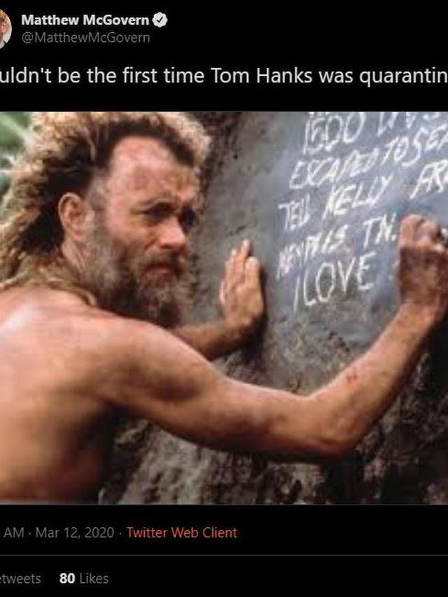 Reaksi warganet soal Tom Hanks terinfeksi Corona. Twitter /MatthewMcGovern