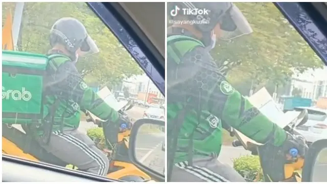 Viral Video Driver Ojol Baca Al-Qur'an saat Tunggu Lampu Merah, Banjir Pujian