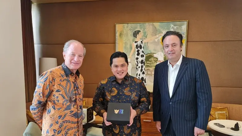 Menteri BUMN Erick Thohir bertemu dengan salah satu founder Dufry, Luis Andres N Holze di sela kunjungan kerja di Amerika Serikat (AS). (Foto: Dok Istimewa)