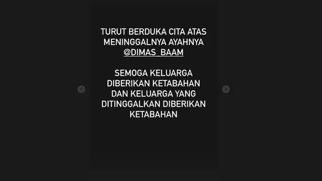 Dimas Ahmad Berduka, Ayahandanya Meninggal Dunia. (instagram.com/raffinagita1717)