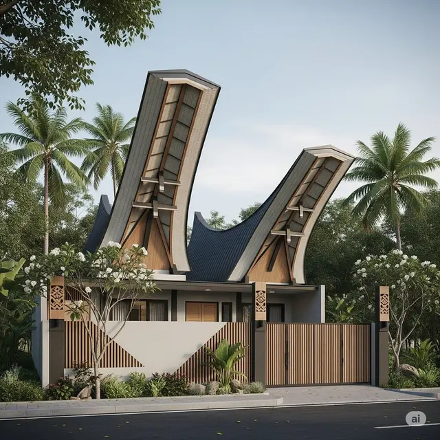 Rumah Type 36 Gaya Toraja Minimalis dengan Ornamen Geometris