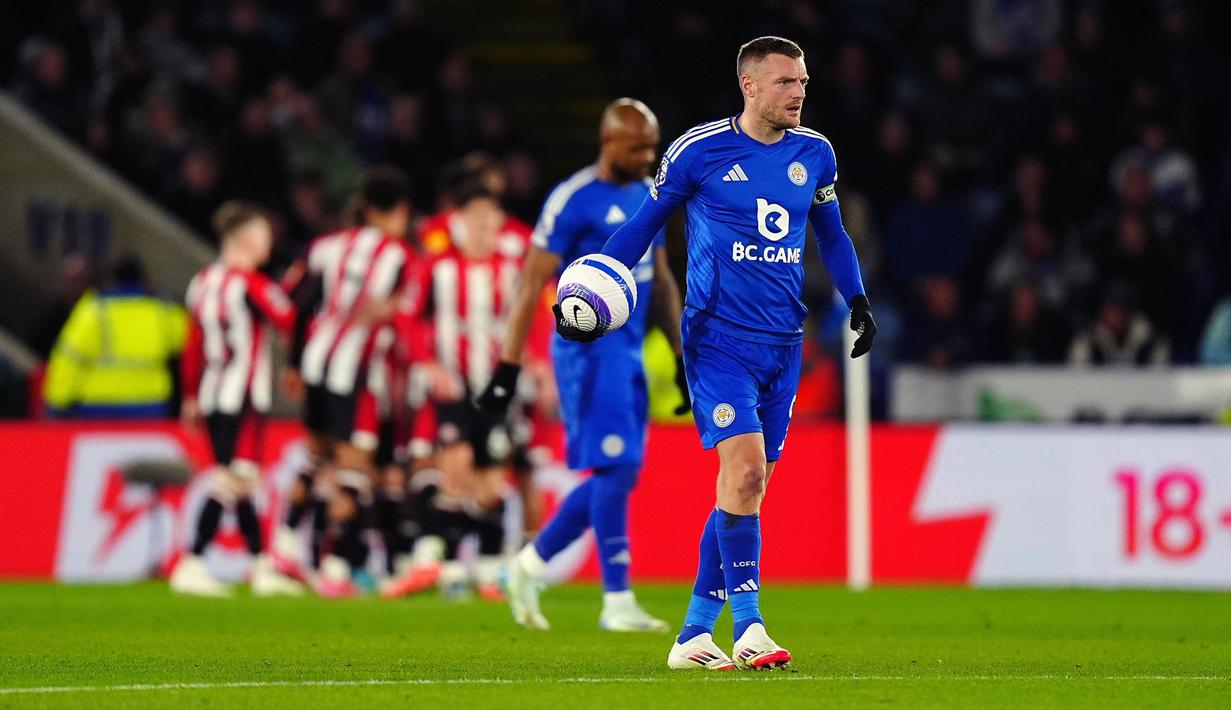 Leicester City takluk empat gol tanpa balas dari Brentford 0-4 pada pekan ke-26 Liga Inggris 2024-2025 di Stadion King Power, Jumat (21/2/2025). (Mike Egerton/PA via AP)