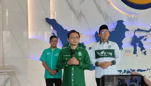 Sekjen PKB Hasanuddin Wahid di NasDem Tower, Rabu (6/9/2023) (Liputan6.com/Winda Nelfira)