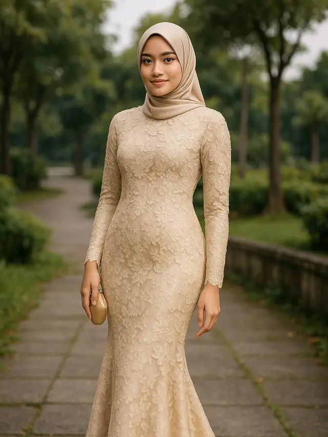 8 Model Gamis Mermaid Kombinasi Brokat untuk Tampil Feminin Maksimal, Anggun dan Elegan di Berbagai Acara