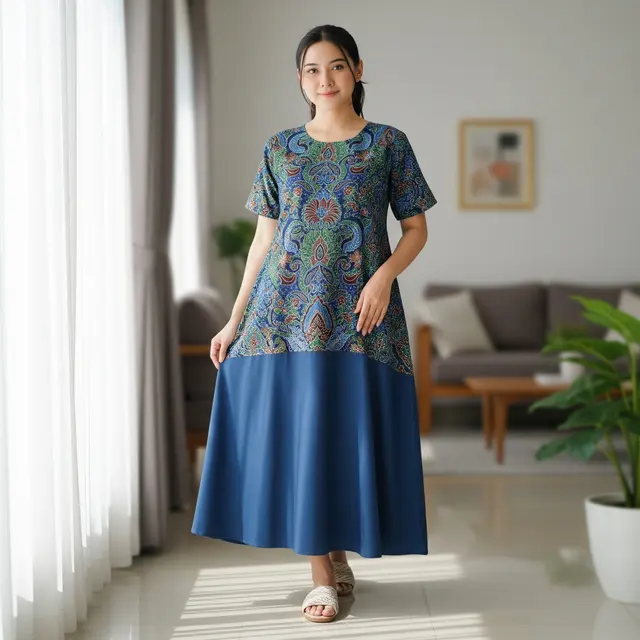 Model Daster Batik Kombinasi Polos