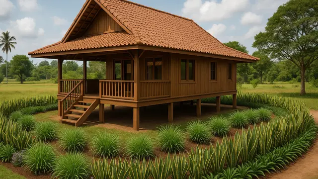 Desain Rumah Tropis yang Mencegah Masuknya Binatang Liar Termasuk Ular/Ilustrasi gambar oleh AI
