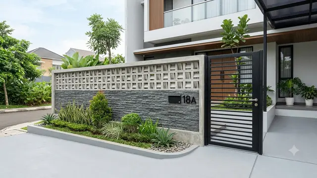 Pagar Roster Beton Ekspos untuk Rumah Minimalis