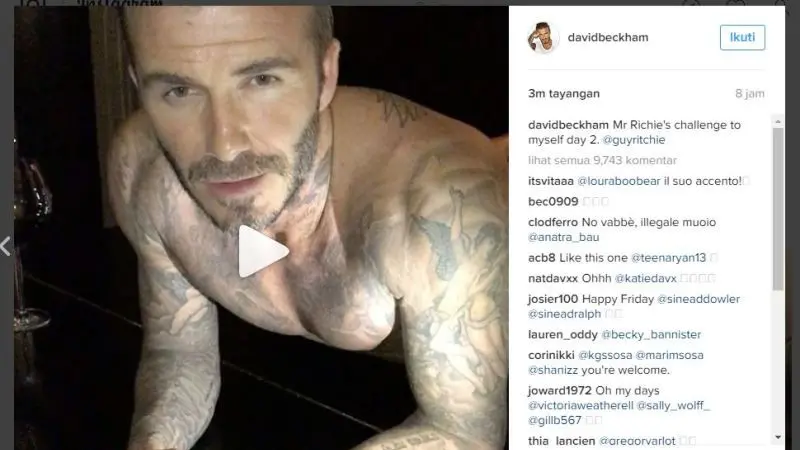 David Beckham push up. instagram