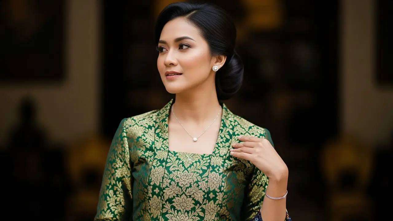 Perpaduan Aksesori yang Membuat Atasan Brokat dan Bawahan Batik Terlihat Kekinian (Image by Gemini AI)