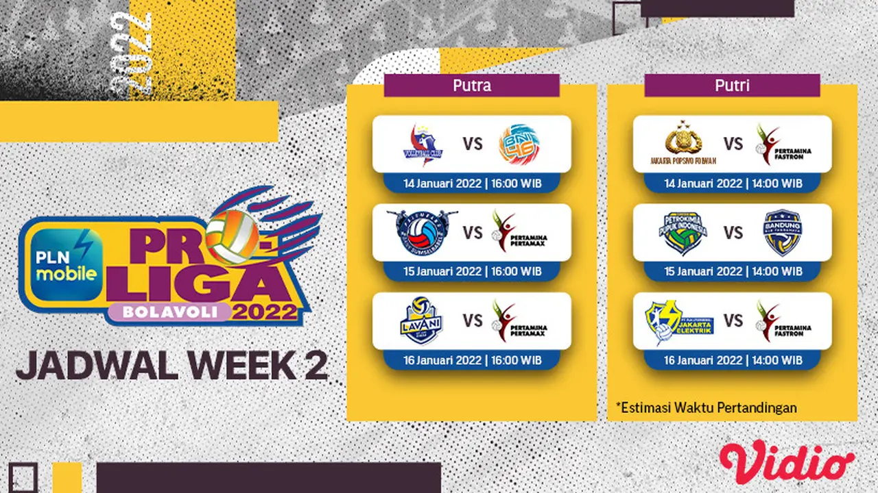 Link Live Streaming PLN Mobile Proliga 2022 week 2 di Vidio, 14-16 Januari 2022