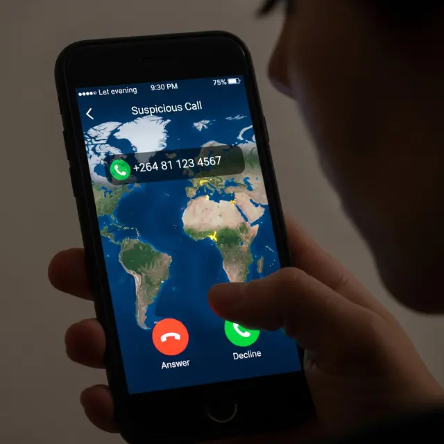 Panggilan Mencurigakan dari Nomor Kode Telepon +264 (AI Generated)