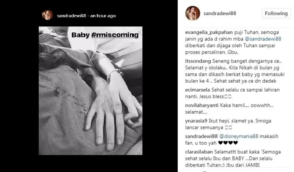 Sandra Dewi umumkan kehamilan.