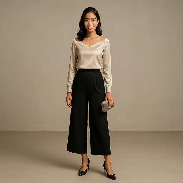 Model Blouse dengan Celana Kulot untuk Usia 20-30 Tahun/ Ilustrasi gambar oleh AI