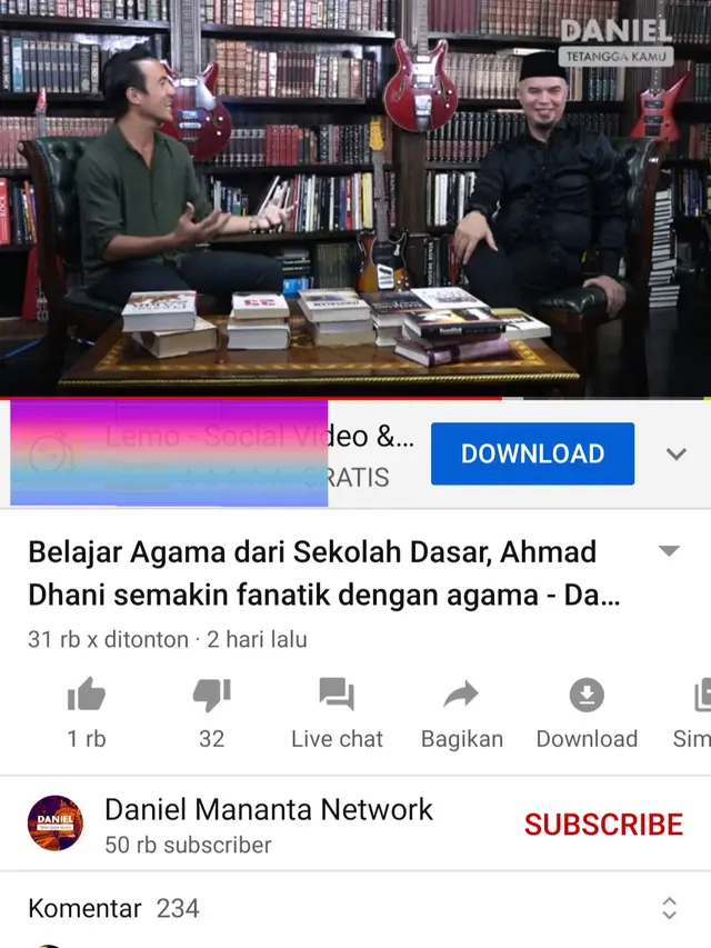 Unggahan Daniel Mananta. (Foto: YouTube Daniel Mananta Network)