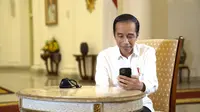 Presiden Jokowi berbincang dengan dr Faisal Rizal Matondang, seorang dokter paru, melalui panggilan video. (Foto: Biro Pers Sekretariat Presiden)