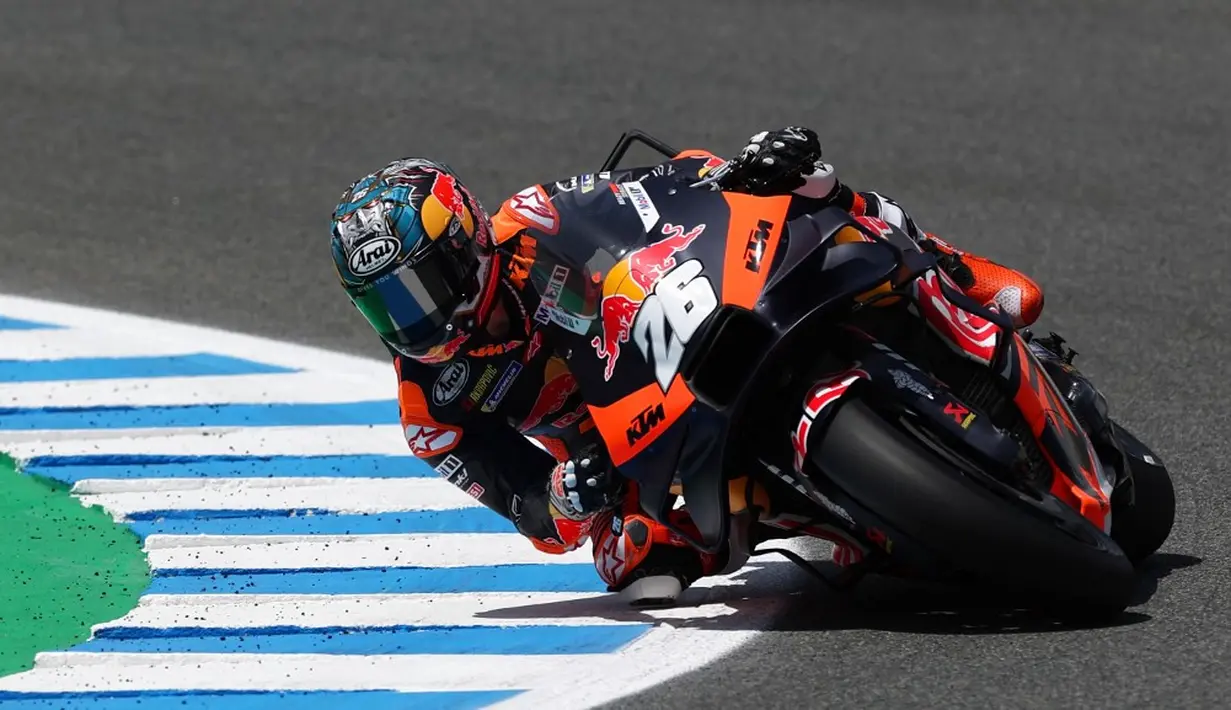 <p>Setelah kualifikasi, MotoGP Spanyol hari ini akan menggelar sprint race. Sprint race MotoGP Spanyol akan dimulai pada pukul 20.00 WIB. (PIERRE-PHILIPPE MARCOU/AFP)</p>