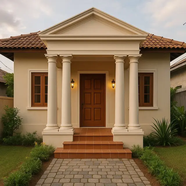 Inspirasi Rumah Sederhana dengan Pilar Klasik/AI