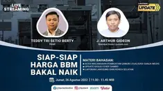 Liputan6 Update  | Jumat, 26 Agustus 2022  | Pukul 11.00 WIB  |  Tema: Siap-Siap Harga BBM Bakal Naik

Laporan Langsung:
- Aceh Wacanakan Pembuatan Qanun Legalisasi Ganja Medis
- Update Kasus Ferdy Sambo
- Laporan langsung dari Korea Selatan