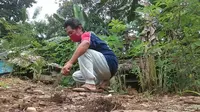 Pandemi Corona Covid-19, La Jara (54), pria asal Desa Kabawa Kole, Kabupaten Buton pilih tinggal di kebun untuk mengisolasi diri sejak turun dari KM Lambelu, Senin (6/4/2020).(Liputan6.com/Ahmad Akbar Fua)