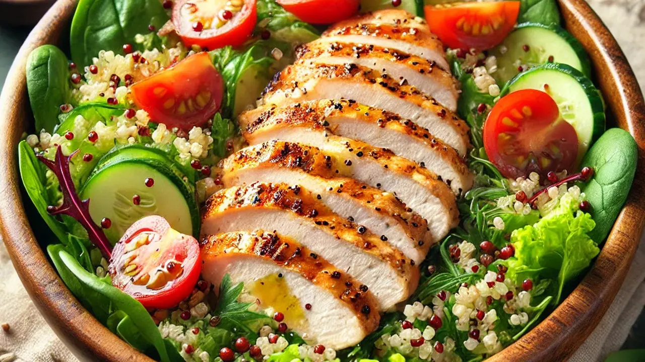 1. Salad Ayam Panggang dengan Quinoa