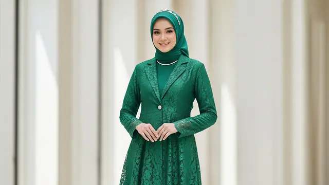 Model Gamis Brokat Blazer Panjang