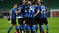 Selebrasi yang dilakukan oleh para pemain Inter Milan usai mencetak gol ke gawang Ludogorets. (Dok. Twitter/Inter Milan)