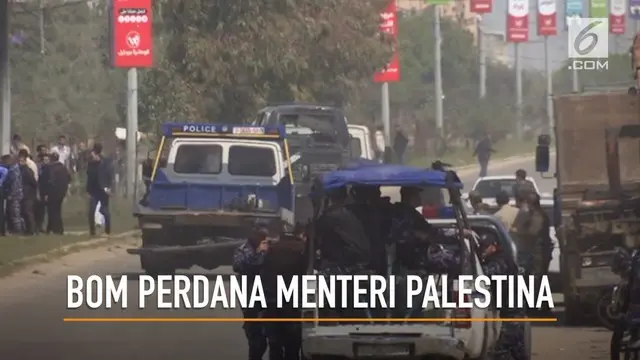 Rombongan konvoi Perdana Menteri Palestina tiba di Jalur Gaza. Namun kunjungan yang langka tersebut justru disambut dengan teror bom yang meledak dan melukai tujuh orang.