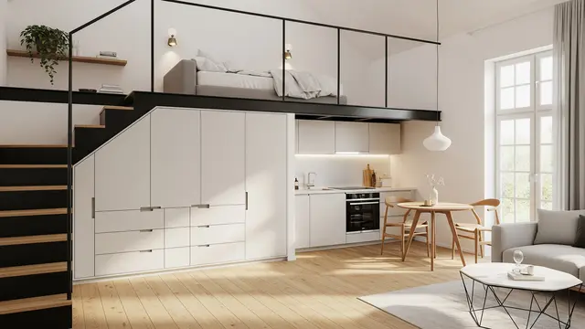 Model Rumah Mungil dengan Penyimpanan Tersembunyi