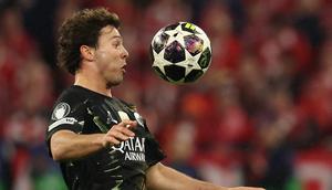 Pemain PSG Joao Neves saat melawan Bayern Munchen di Liga Champions (AFP)