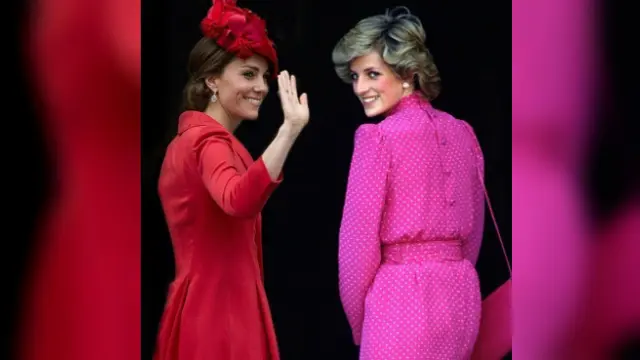 Rekaan foto Lady Diana di antara anak, menantu, dan cucu.