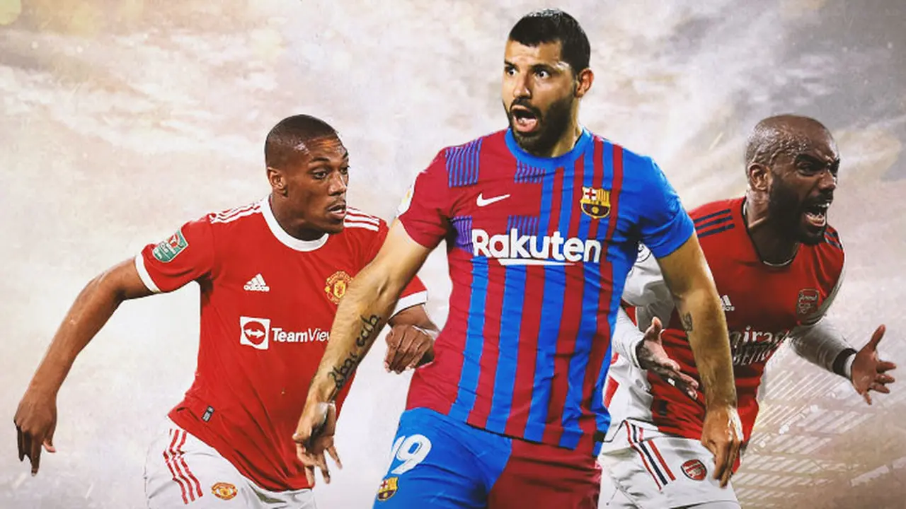 Ilustrasi - Anthony Martial, Sergio Aguero, Alexandre Lacazette