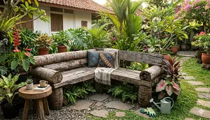 8 Inspirasi Tempat Duduk Taman dari Batang Kelapa Bekas yang Estetik, Bisa Dibuat Sendiri di Rumah
