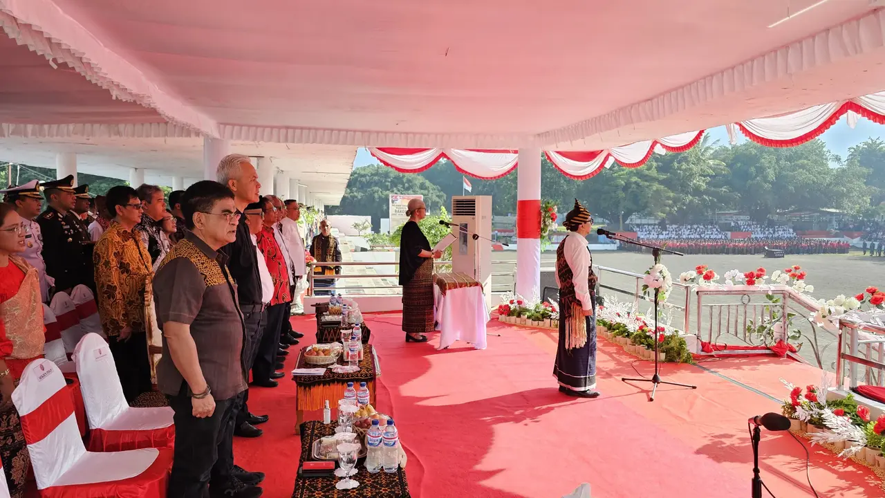 peringatan Hari Lahir Pancasila di Lapangan Pancasila, Kabupaten Ende, Nusa Tenggara Timur (NTT), Sabtu (1/6/2024).