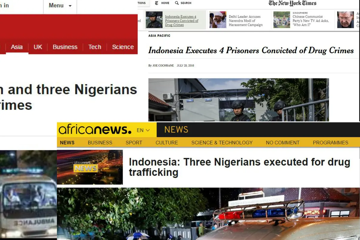 Pemberitaan media asing soal eksekusi mati jilid III. (Berbagai Sumber)