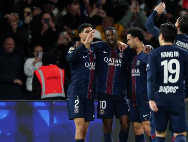 Paris Saint-Germain berhasil memetik kemenangan dalam laga lanjutan Liga Prancis 2025/2026 saat menjamu Toulouse di Parc Des Princes, Paris, Prancis, Jumat (03/04/2026) waktu setempat. (AFP/Anne-Christine Poujoulat)