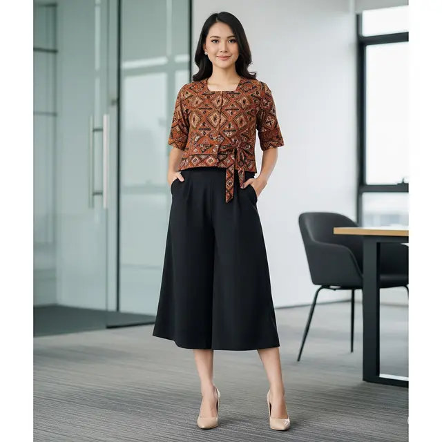 Model Baju Tenun Kantor Wanita. Foto: Gemini