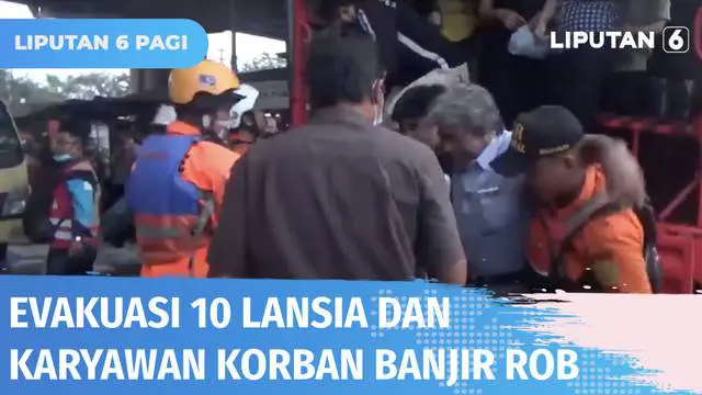Sejumlah karyawan di kawasan industri Pelabuhan Tanjung Emas tiba di dataran yang lebih tinggi dan langsung dievakuasi Petugas Gabungan. Tercatat 10 lansia dan ratusan karyawan berhasil dievakuasi.