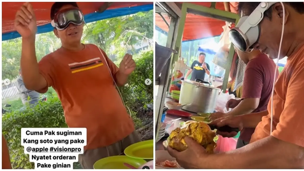 Viral Penjual Soto Jualan Pakai Apple Vision Pro, Netizen Sebut Gambaran Masa Depan