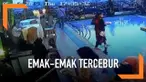 Akibat gagal fokus menjelang buka puasa, emak-emak ini mengalami kejadian memalukan. Ia tercebur ke kolam renang ketika membawa makanan untuk berbuka.