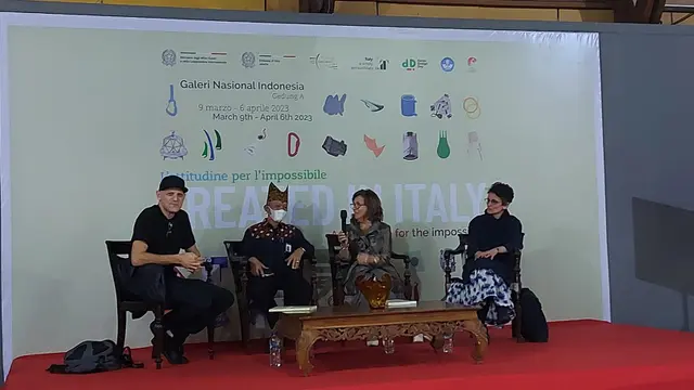 Acara Press Conference Italian Design Day 2023 di Galeri Nasional Indonesia, Rabu (8/3/2023). (Liputan6.com/ Linda Sapira)