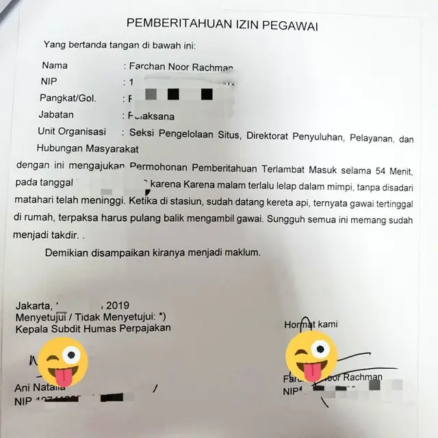 alasan nyeleneh izin kerja (foto: @efenerr)
