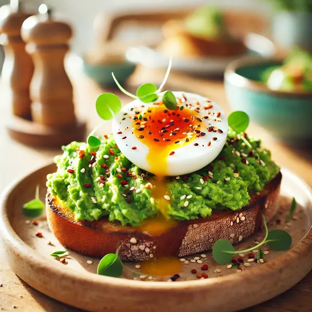1. Avocado Toast dengan Telur Setengah Matang
