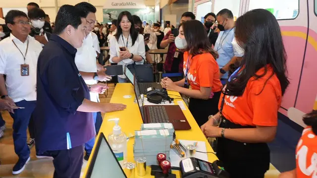 Menteri BUMN Erick Thohir, menyambut baik sinergi antara Garuda Indonesia dan Bank Mandiri dalam mendukung akselerasi pemulihan ekonomi nasional khususnya sektor pariwisata. (Dok Kementerian BUMN)