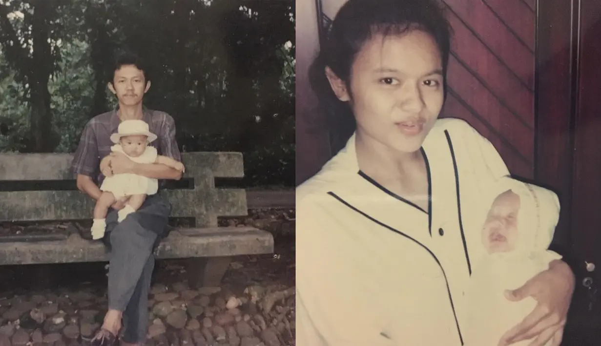 Wanita kelahiran Serang 26 Oktober 1994 ini kerap membagikan foto masa kecilnya bersama sang ayah dan ibu. (Liputan6.com/IG/@melatidaeva)