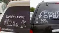 6 Stiker di Belakang Mobil Ini Nyeleneh, Bukan Keluarga Bahagia (1cak)