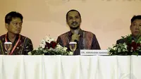 Nama Abraham Samad disebut-sebut bakal mendampingi bakal capres Joko Widodo dari PDIP , Kamis, (15/5/14) (Liputan6.com/Johan Tallo)